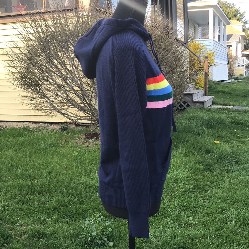 Style & Co Rainbow Stripe Knit Kangaroo Pocket Hoodie Sweater, Small, Fit=Medium - Picture 4 of 14